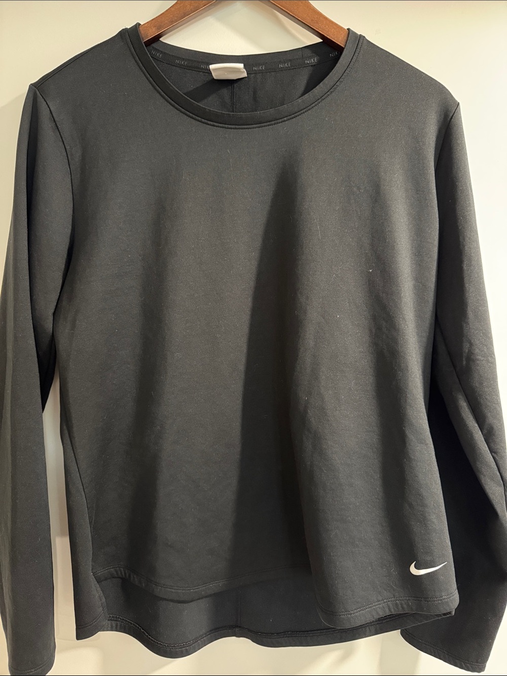 Nike Black Crewneck Long Sleeve Thermal top with White Swoosh